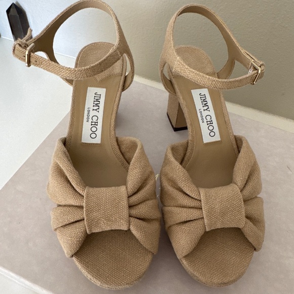 Jimmy Choo Heloise Platform Sandals in Beige - Picture 1 of 6